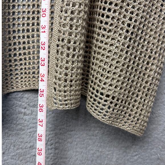 Eileen Fisher Organic Linen Délavé Long Cardigan Crochet Stitch Size L/XL NWT - Picture 4 of 9